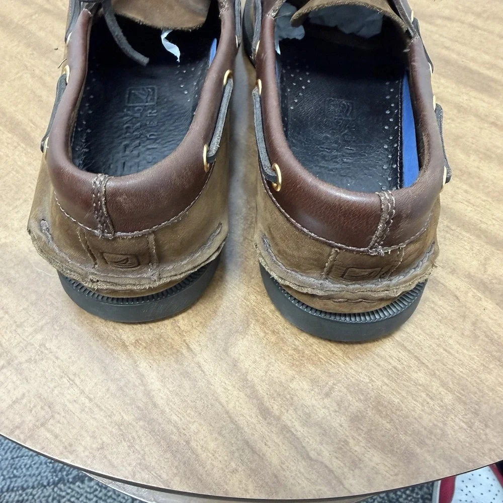 Sperry Top-Sider Boat Shoes Men's 11 M Brown Leather 2-Eye Lace Up Casual Deck